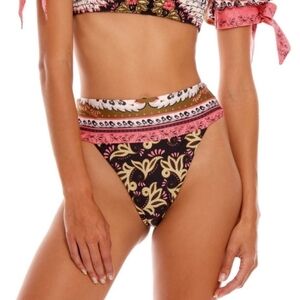 New Agua Bendita Lilith Antiq High Waist Swim Bikini Bottoms NWT Medium